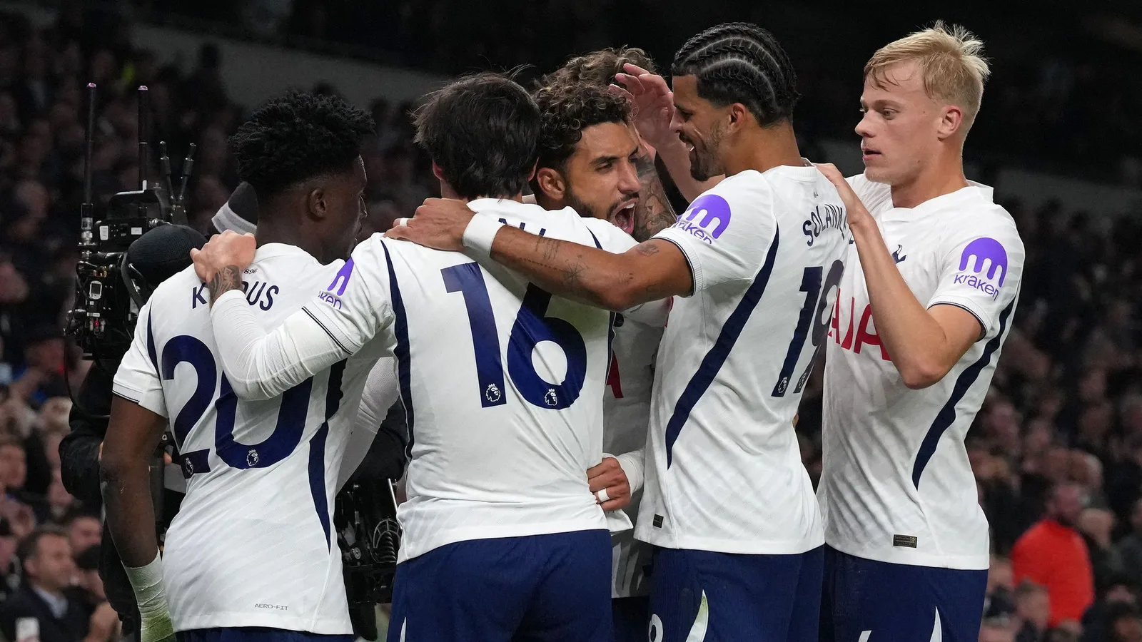 Tottenham players celebrate a goal. Photo: Getty Images, via Goal.com